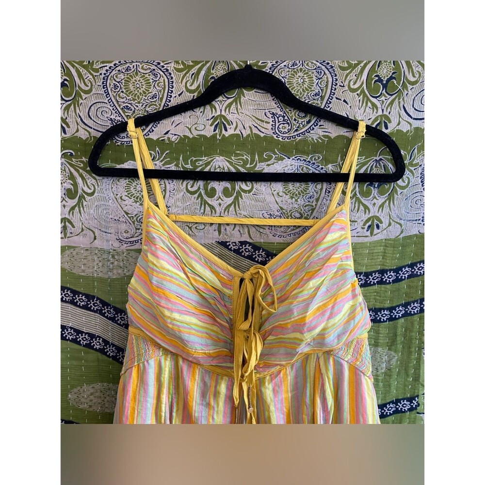 Free People Citrus Combo Poplin Dream Weaver Boho Maxi Dress Size Extra Large - Picture 5 of 16